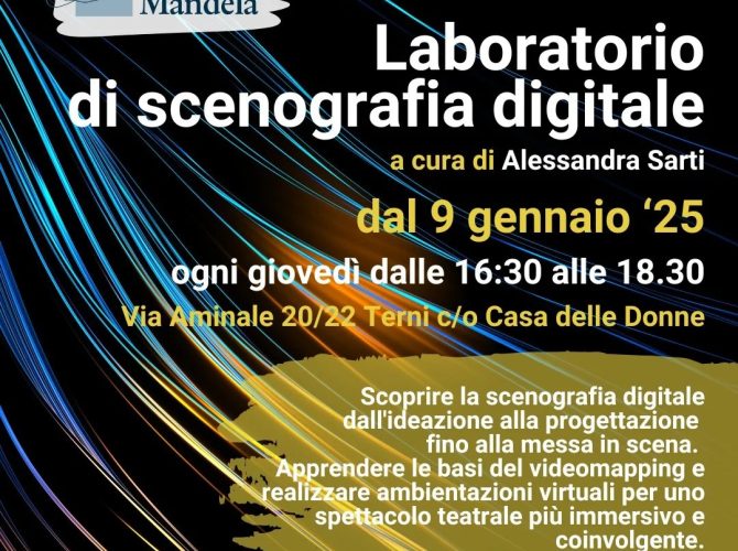 Dal 9 gennaio parte il laboratorio di scenografia digitale del Progetto Mandela