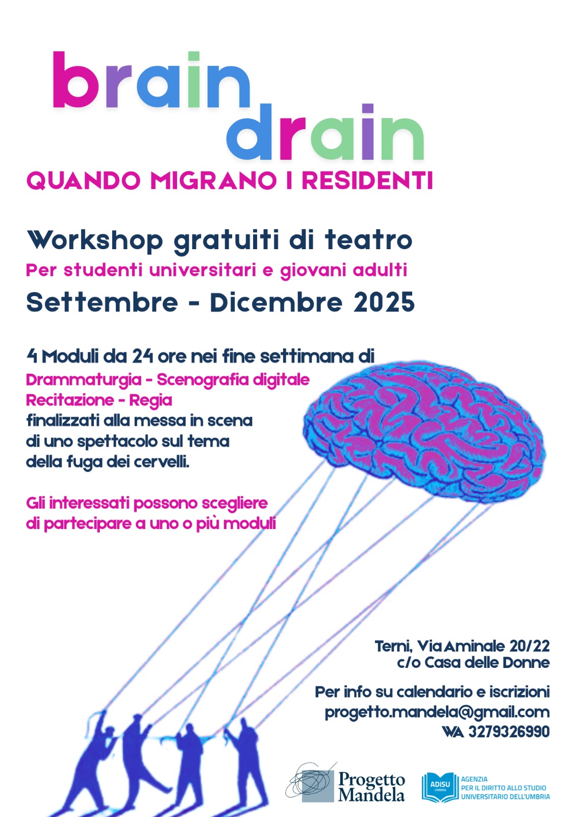 Al momento stai visualizzando ‘Brain Drain – Quando migrano i residenti’. Workshop gratuiti di teatro per studenti universitari e giovani adulti