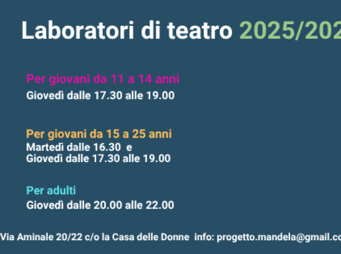 Al via da ottobre i laboratori 2025/2026 del Progetto Mandela